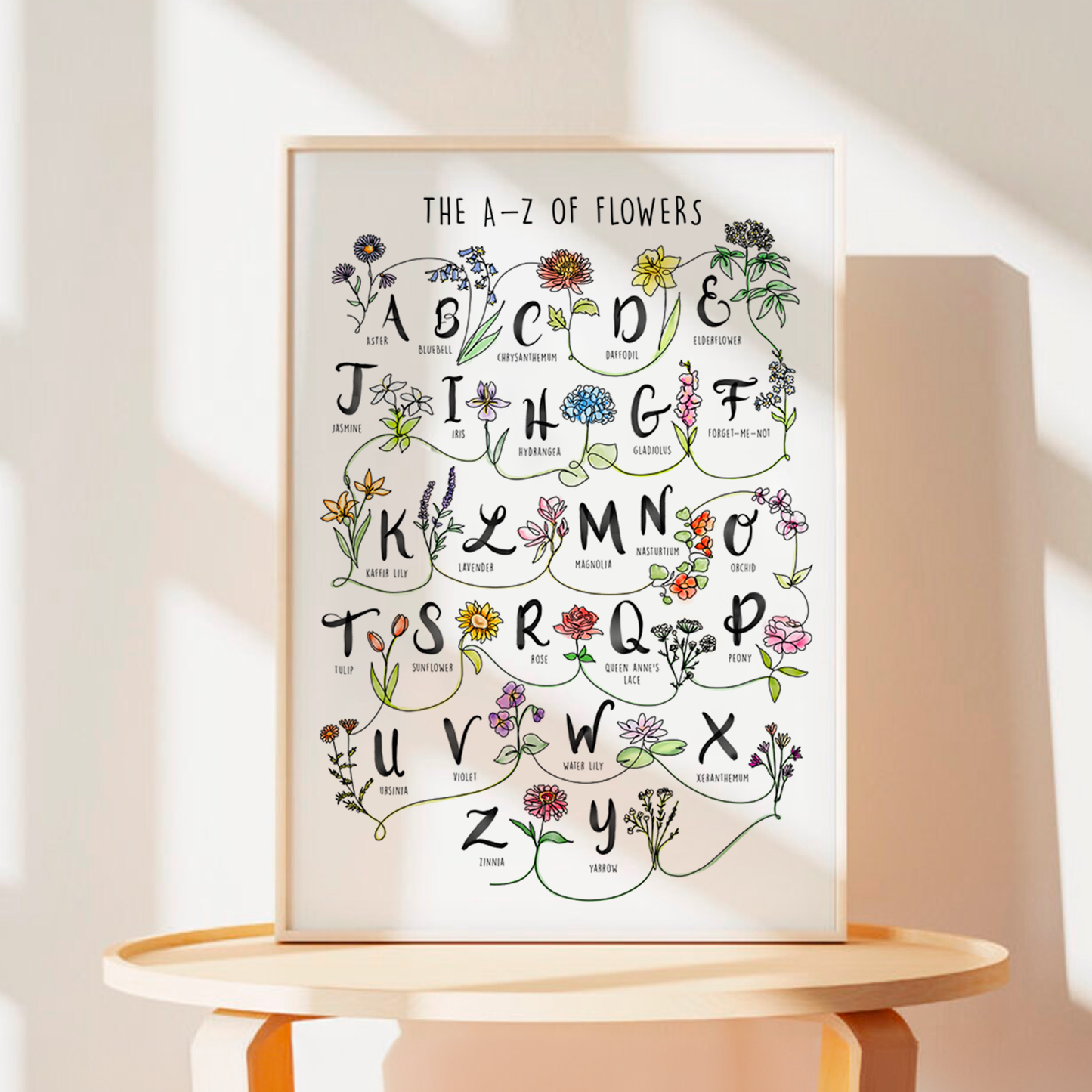 The Flowphabet - The A-Z of Flowers Art Print