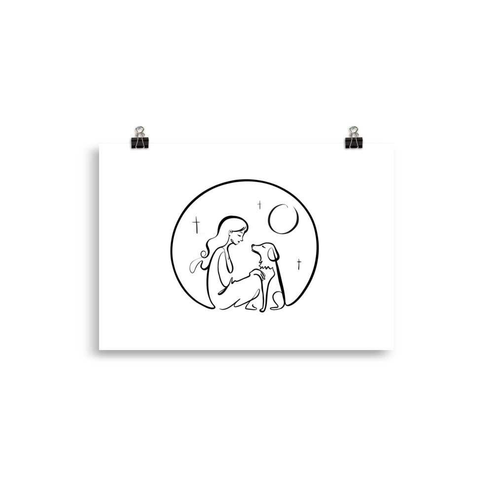 A Girl and Her Dog - Art Print