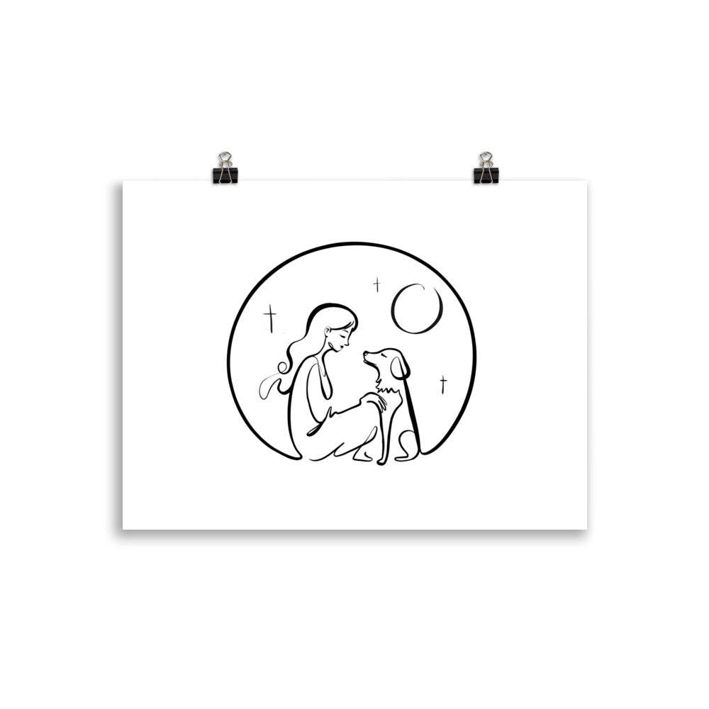 A Girl and Her Dog - Art Print