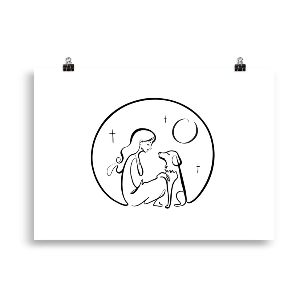 A Girl and Her Dog - Art Print