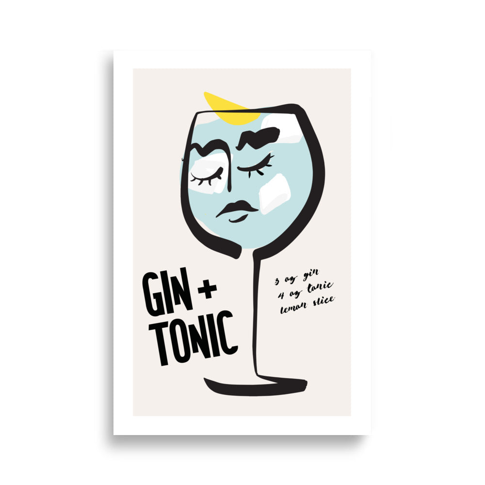 Gin and Tonic Cocktail Poster Print