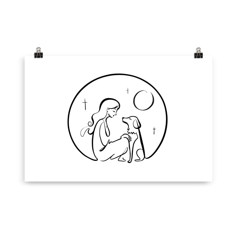 A Girl and Her Dog - Art Print