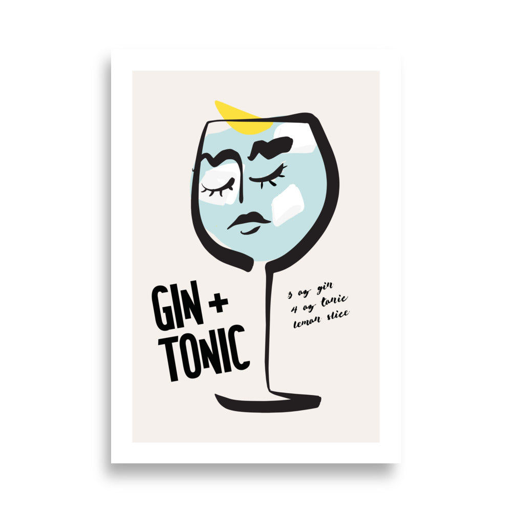 Gin and Tonic Cocktail Poster Print