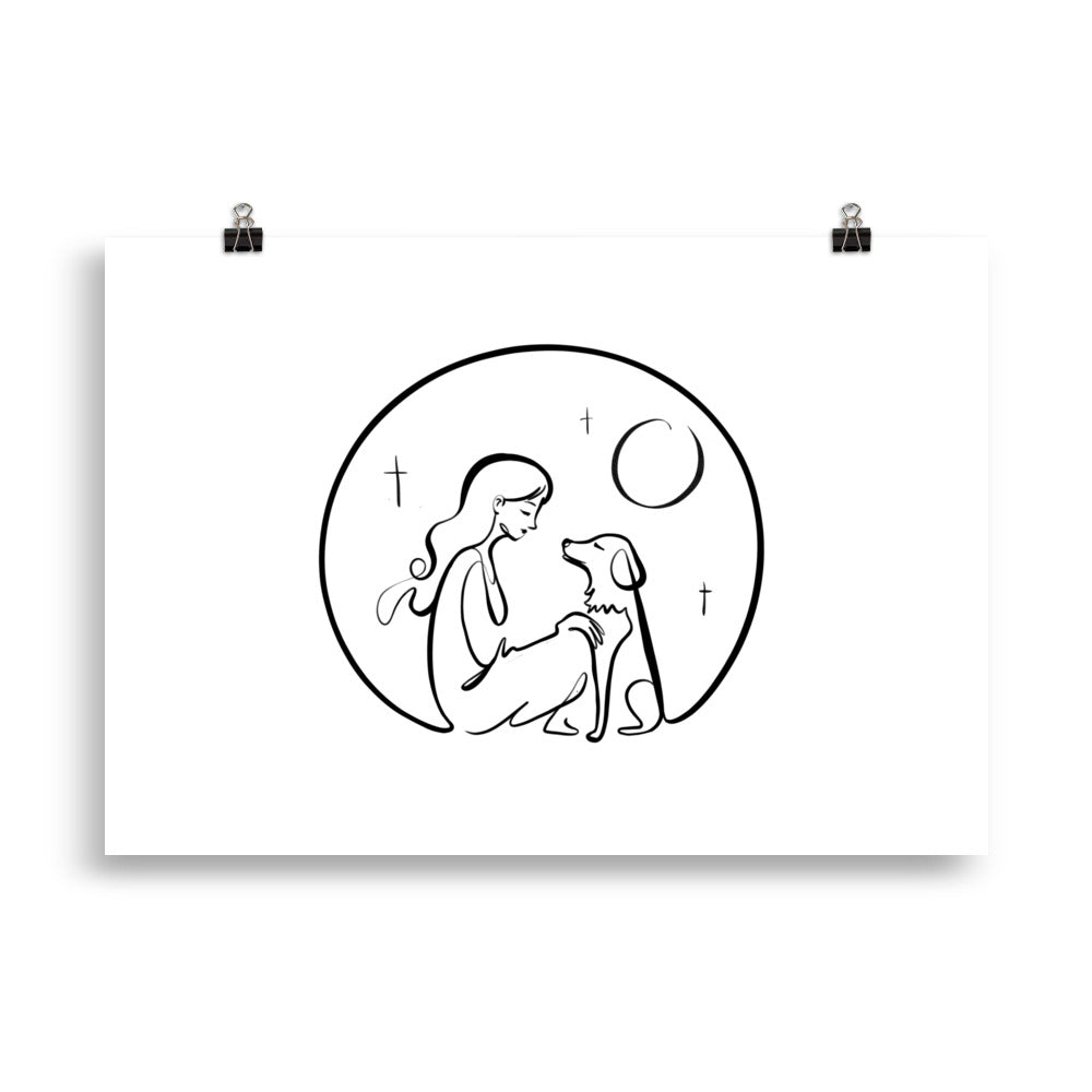 A Girl and Her Dog - Art Print