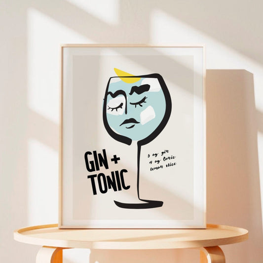 Gin and Tonic Cocktail Poster Print