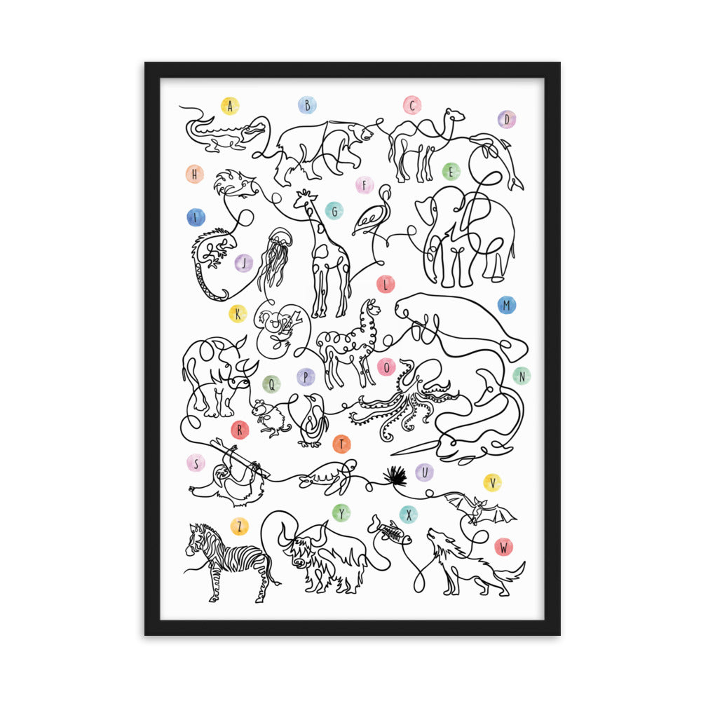 The Animal Alphabet - Framed Art Print