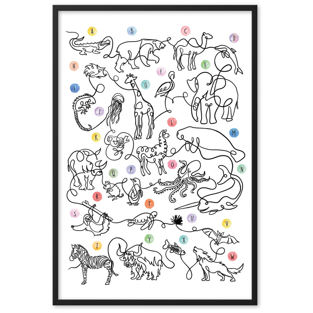 The Animal Alphabet - Framed Art Print