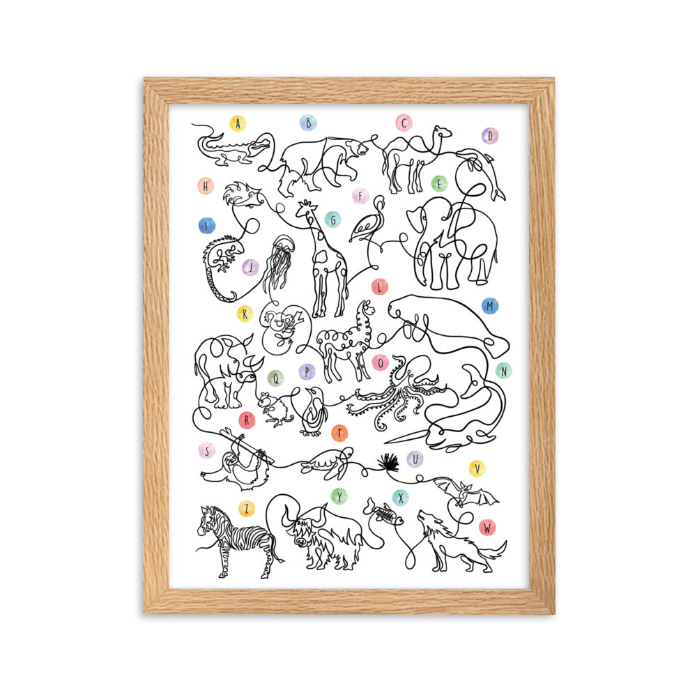 The Animal Alphabet - Framed Art Print