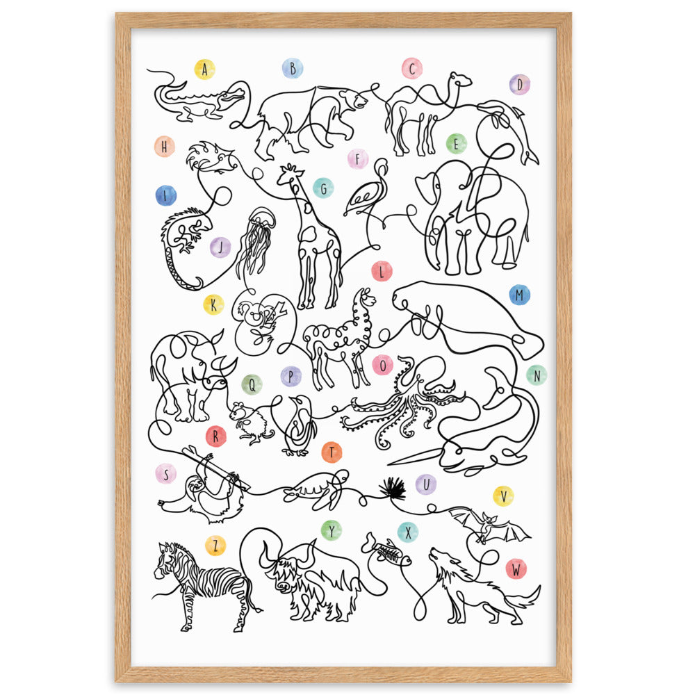 The Animal Alphabet - Framed Art Print