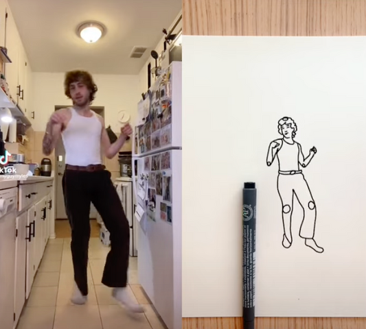 Drawing and animating My Guy Myles dancing and drinking coffee in the kitchen