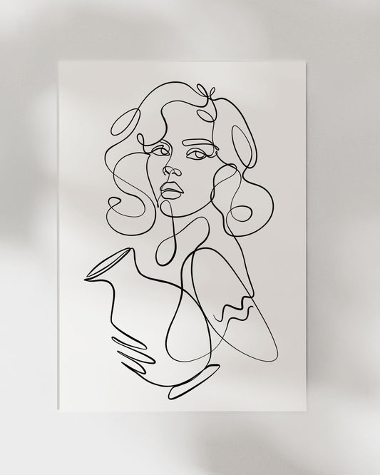 Aquarius - One Line Zodiac Art Print