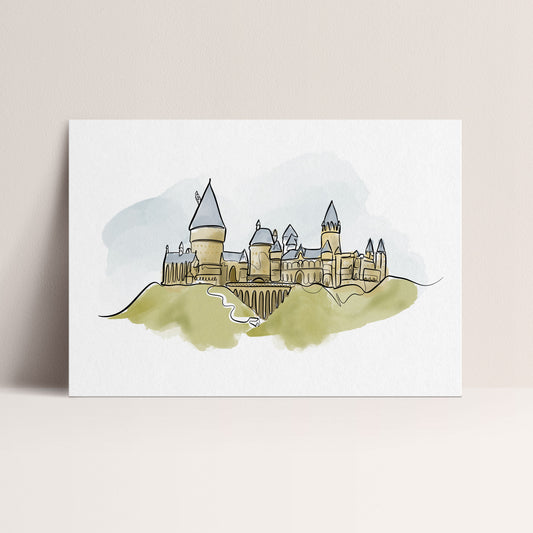 Hogwarts - One Line Art Print