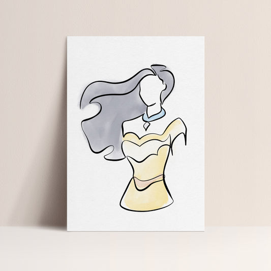 Pocahontas - One Line Art Print