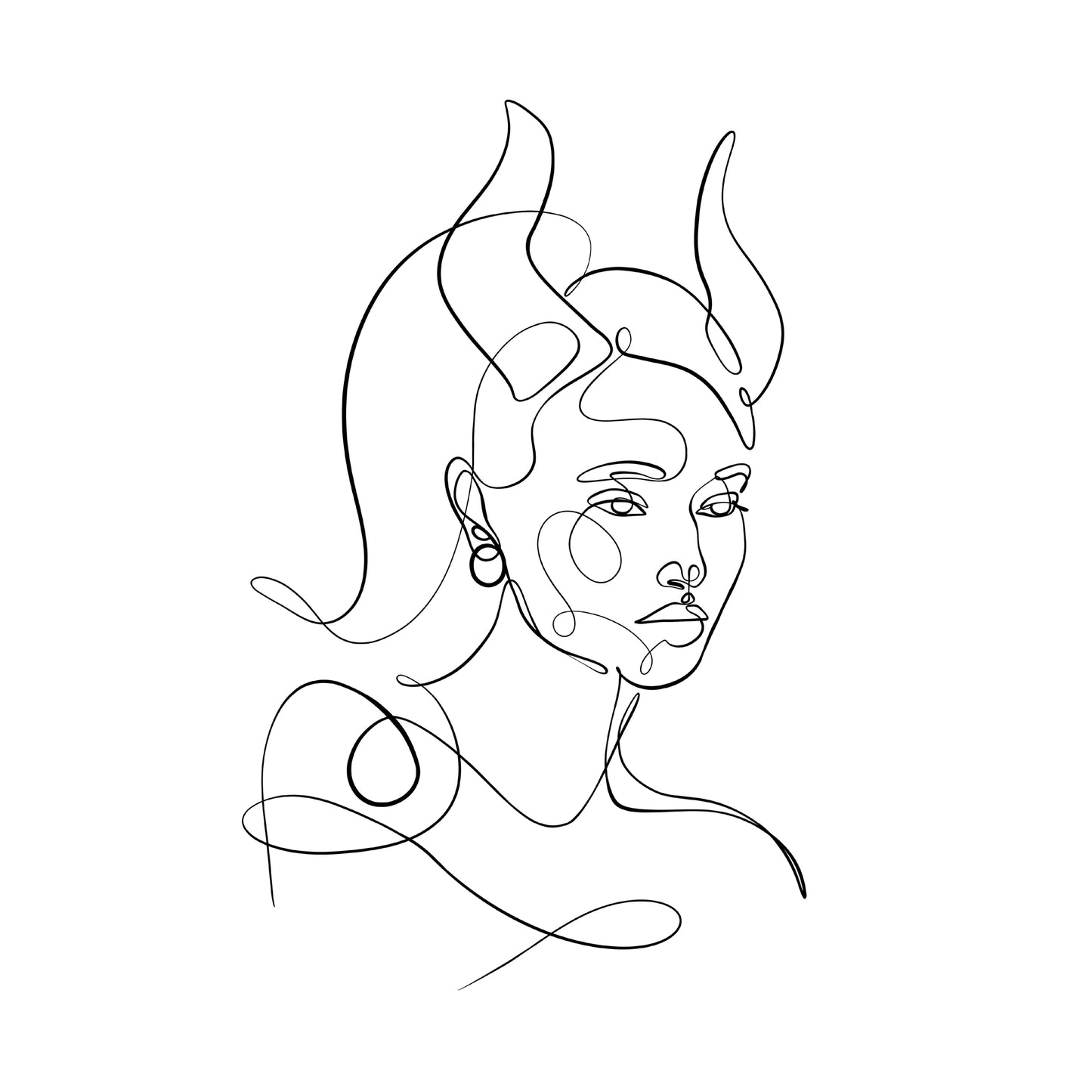 Taurus - One Line Zodiac Art Print