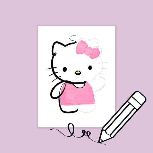 Hello Kitty - One Line Colouring In Sheet (Digital Download)