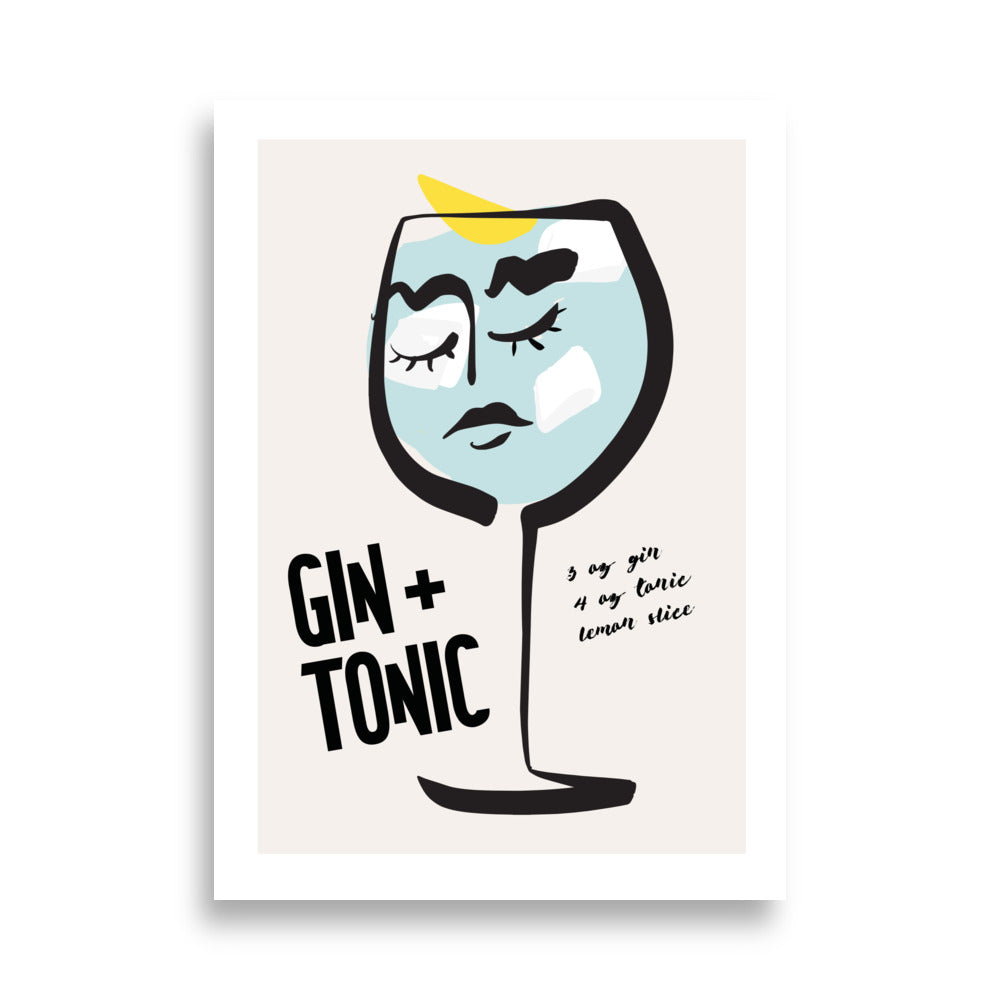 Gin and Tonic Cocktail Poster Print