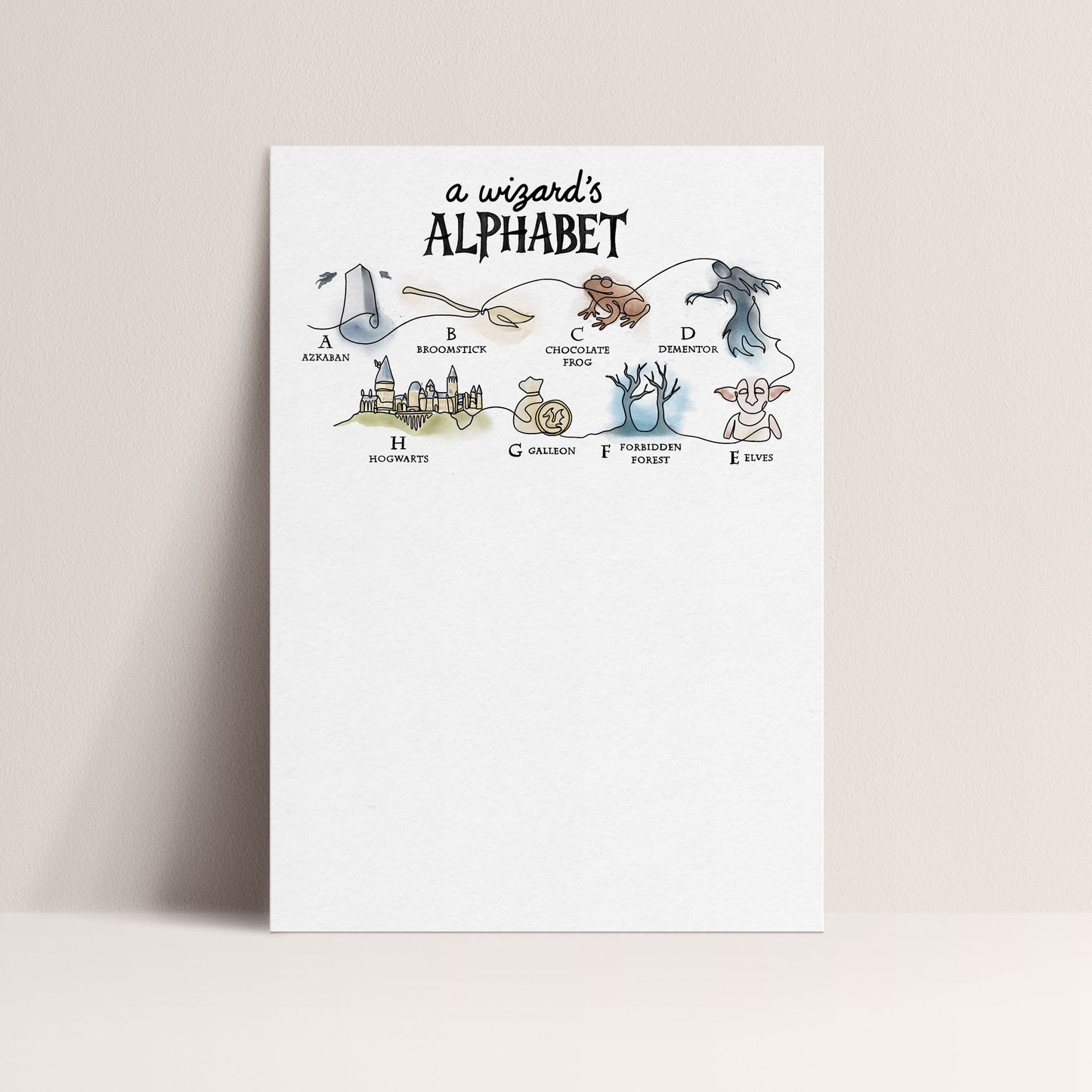 A Wizard’s Alphabet – Limited Edition One-Line Art Print (A–Z) | Pre-Order