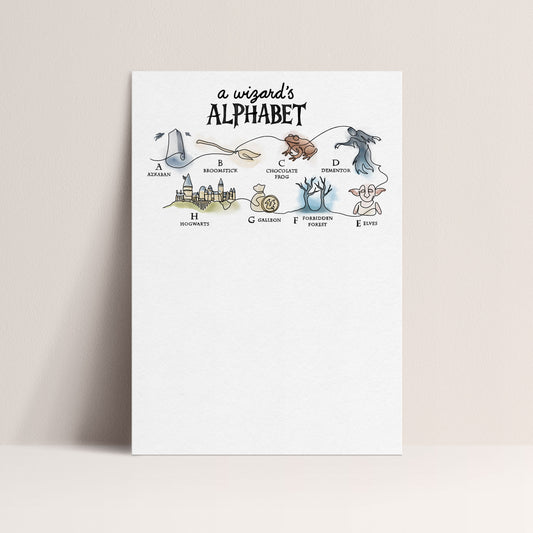 A Wizard’s Alphabet – Limited Edition One-Line Art Print (A–Z) | Pre-Order